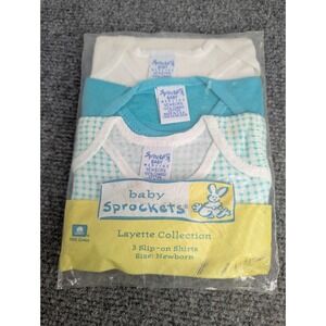 Vtg Sprockets Baby Mervyn's Layette Collection 3 Slip-on Shirts Newborn Cotton
